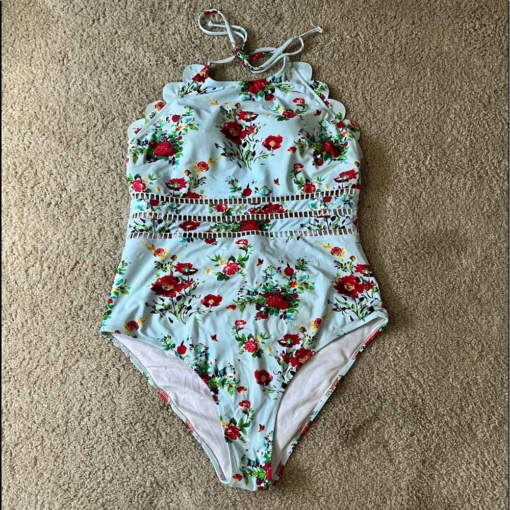 CUPSHE one piece halter tie in back swim suit